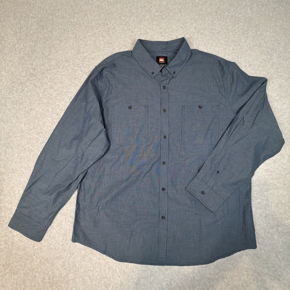 Quicksilver Mens 2xl blue long sleeve button down Casual Dress Work shirt